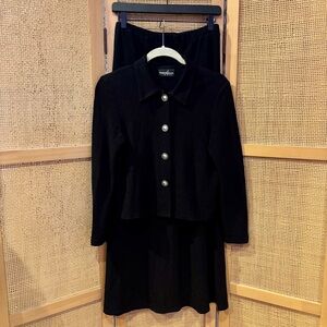 Positive Attitude Womens Maxi Dress Long Sleeve Jacket Set Medium Black Knit